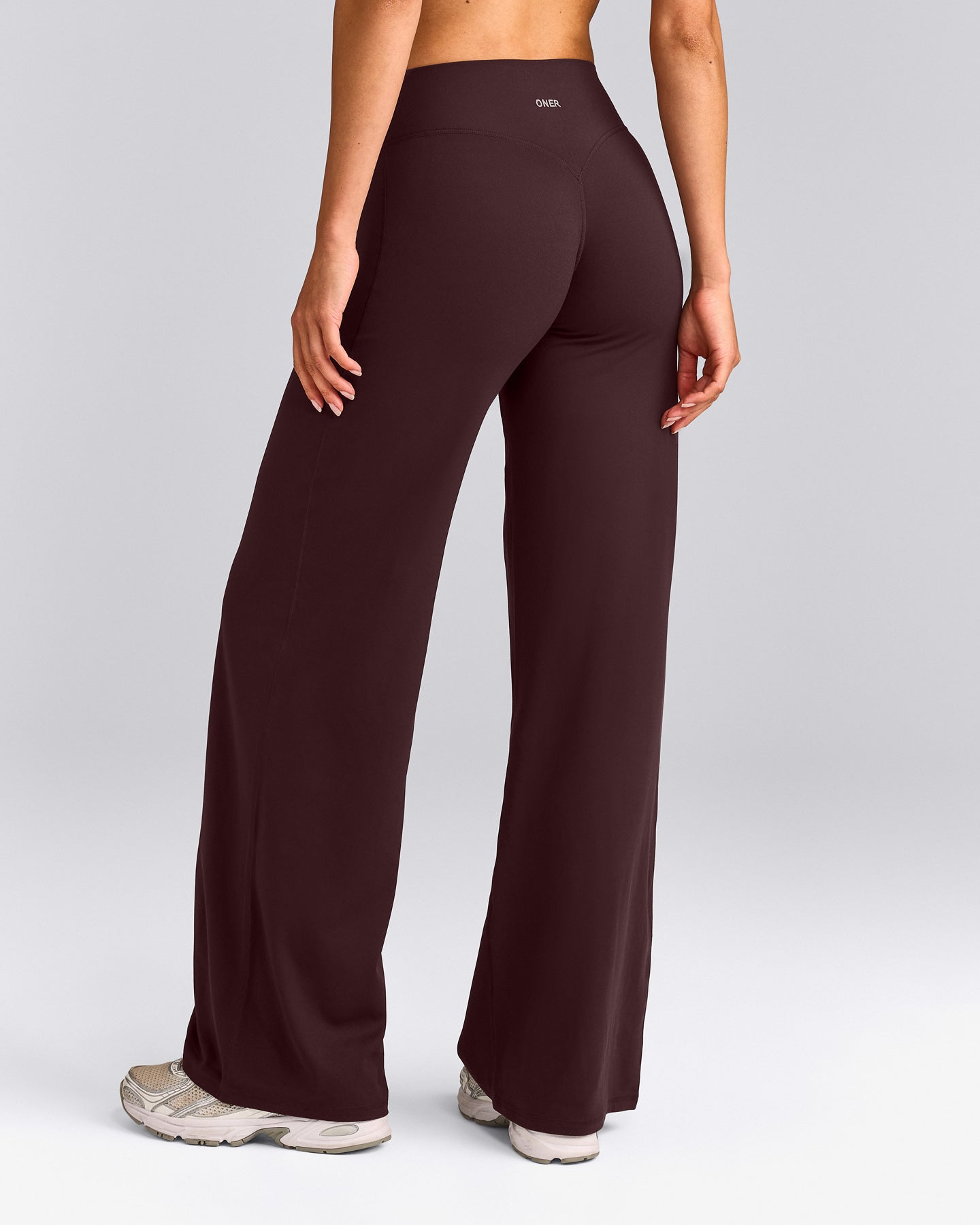 SoftMotion™ Straight Leg Trousers with Grey Logo | Plum Brown