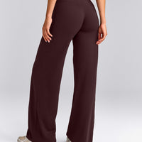 SoftMotion™ Straight Leg Trousers with Grey Logo | Plum Brown