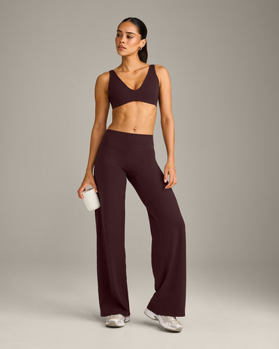 SoftMotion™ Straight Leg Bottoms with Grey Logo | Plum Brown