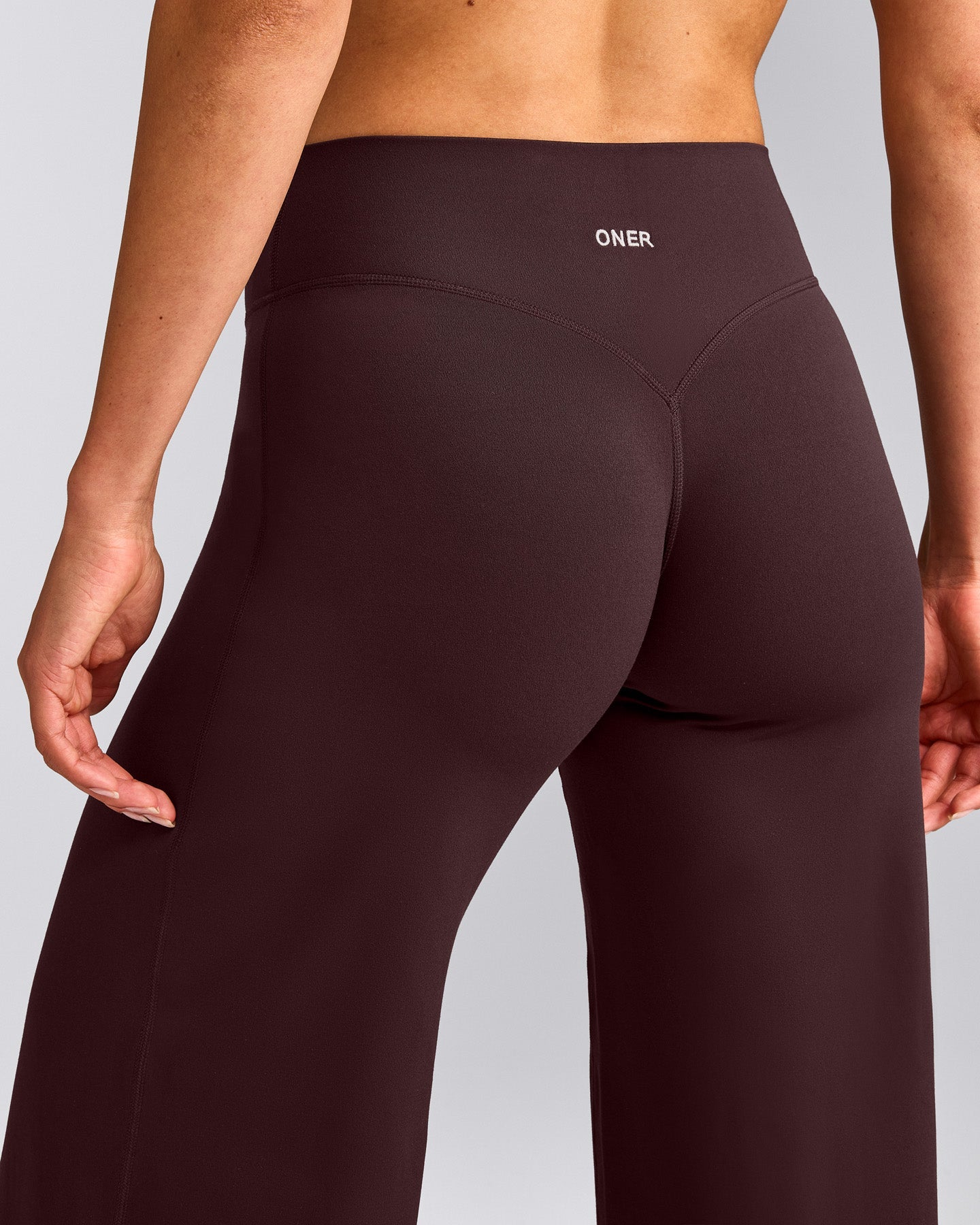 SoftMotion™ Straight Leg Trousers with Grey Logo | Plum Brown