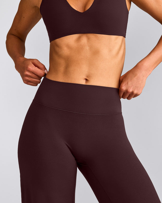 SoftMotion™ Straight Leg Trousers with Grey Logo | Plum Brown