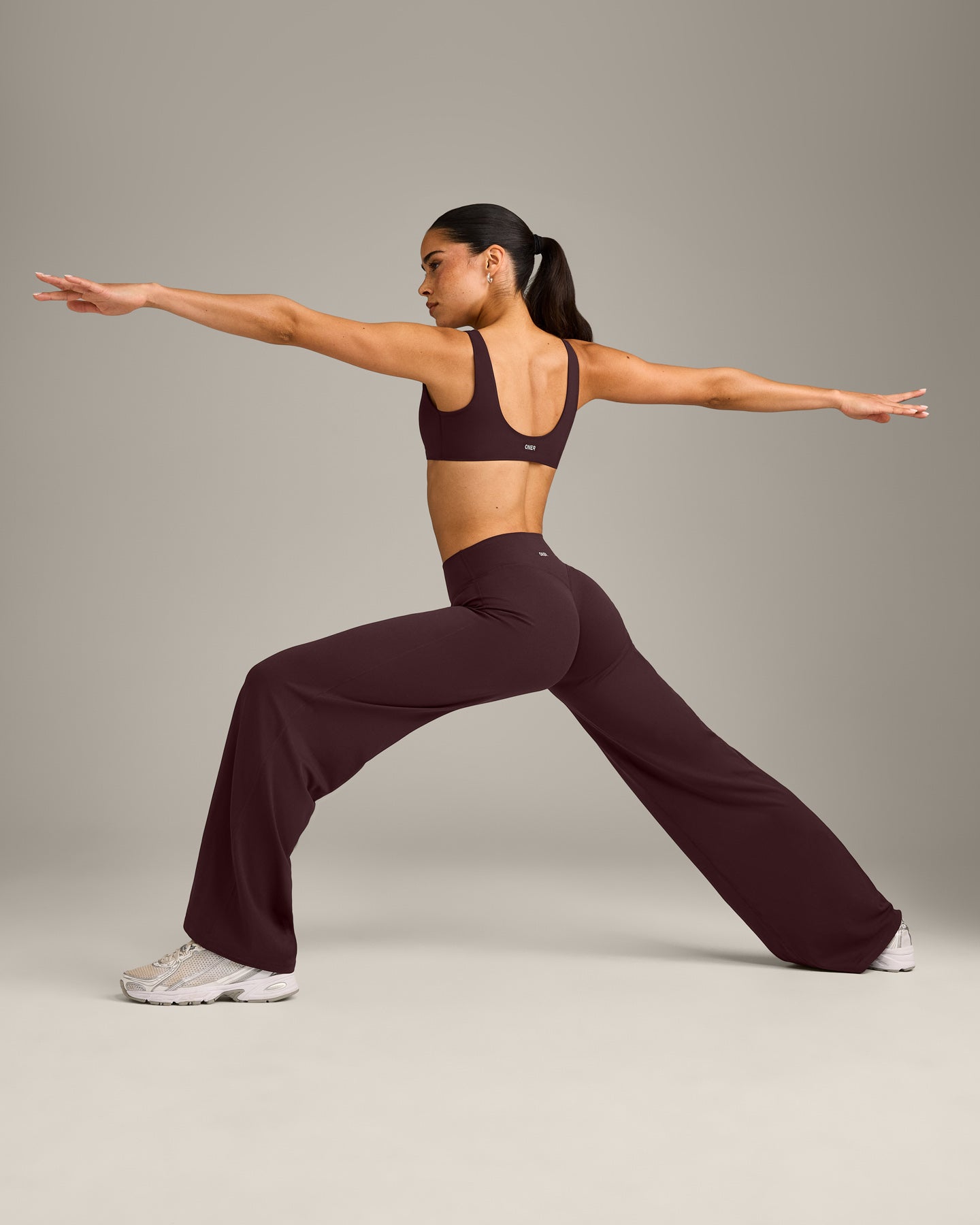 SoftMotion™ Straight Leg Bottoms with Grey Logo | Plum Brown