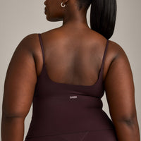 SoftMotion™ Strappy Mid Vest with Built in Bra Shelf with Grey Logo | Plum Brown