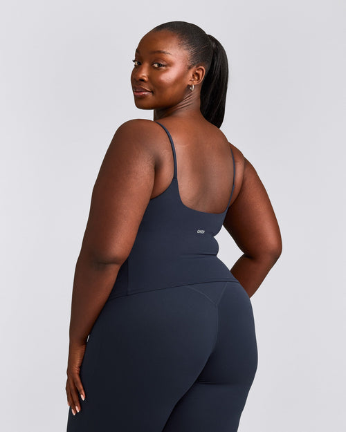 SoftMotion™ Strappy Mid Tank Top with Built in Bra Shelf | True Blue
