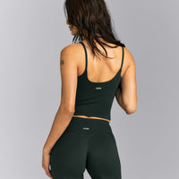 SoftMotion™ Strappy Mid Tank Top with Built in Bra Shelf | Emerald Noir
