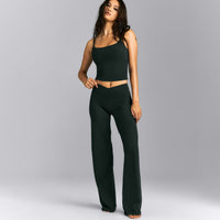SoftMotion™ Strappy Mid Tank Top with Built in Bra Shelf | Emerald Noir
