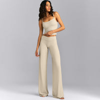 SoftMotion™ Strappy Mid Tank Top with Built in Bra Shelf | Oatmeal