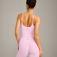 SoftMotion™ Strappy Mid Vest with Built in Bra Shelf with Grey Logo | Chalk Pink