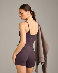 SoftMotion™ Strappy Mid Vest with Built in Bra Shelf with Grey Logo | Dark Umber Brown