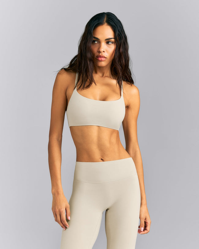 SoftMotion™ Strappy Sports Bra | Oatmeal