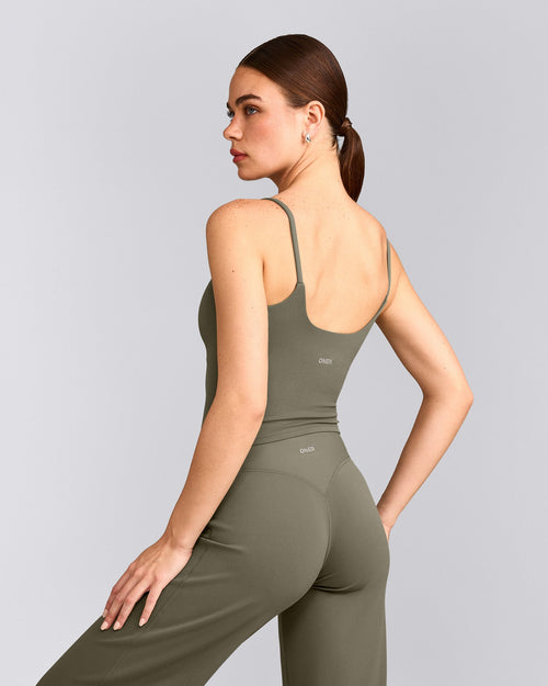 SoftMotion™ Strappy Mid Tank Top with Built in Bra Shelf | Alpine Green