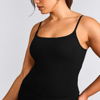 SoftMotion™ Strappy Tank Top with Built in Bra Shelf | Black