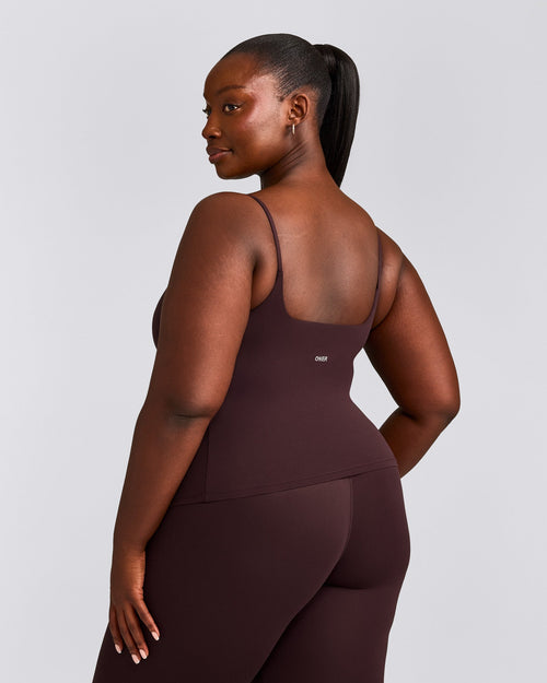 SoftMotion™ Strappy Tank Top with Built in Bra Shelf | Plum Brown