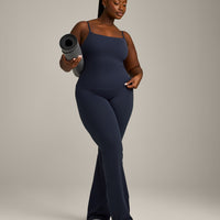 SoftMotion™ Strappy Vest with Built in Bra Shelf with Grey Logo | True Blue