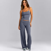 SoftMotion™ Strappy Tank Top with Built in Bra Shelf | Granite Blue
