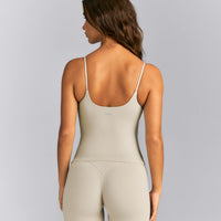SoftMotion™ Strappy Tank Top with Built in Bra Shelf | Oatmeal