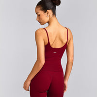 SoftMotion™ Strappy Tank Top with Built in Bra Shelf | Ruby Red
