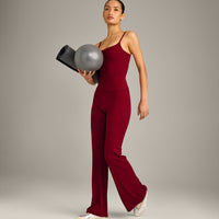SoftMotion™ Strappy Vest with Built in Bra Shelf with Grey Logo | Ruby Red
