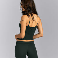 SoftMotion™ Adjustable V Neck Tank Top with Built in Bra Shelf | Emerald Noir