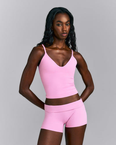 SoftMotion™ Adjustable V Neck Tank Top with Built in Bra Shelf | Rose Pink