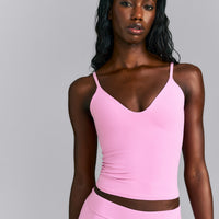 SoftMotion™ Adjustable V Neck Tank Top with Built in Bra Shelf | Rose Pink