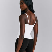 SoftMotion™ Adjustable V Neck Tank Top with Built in Bra Shelf | White