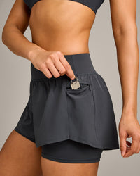UnifiedMove Double Layer Shorts 5" with Reflective Logo | Coal