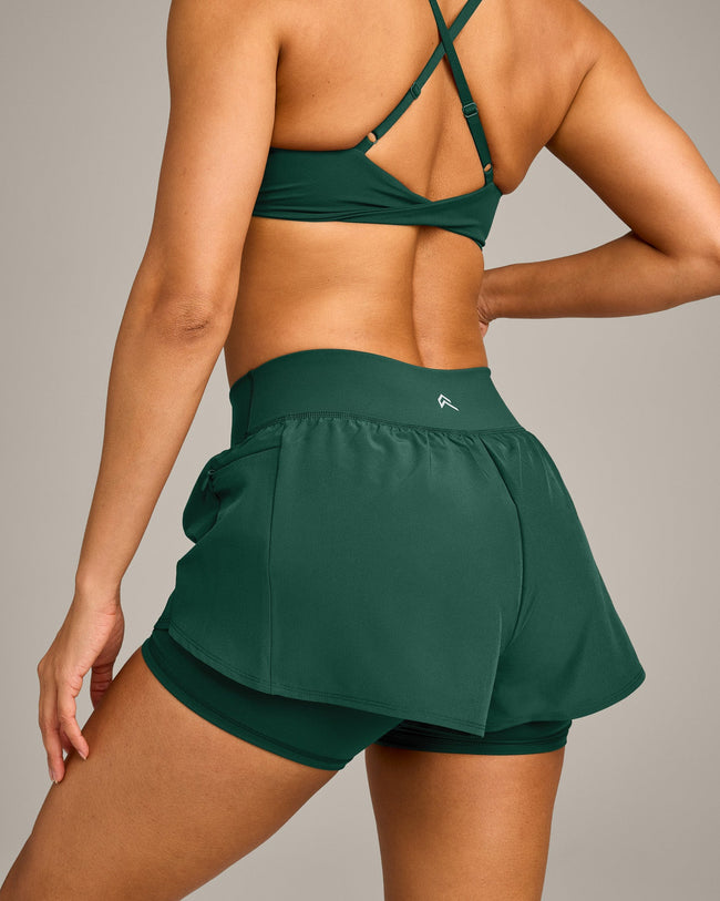 UnifiedMove™ Double Layer Shorts 5" with Reflective Logo | Racing Green