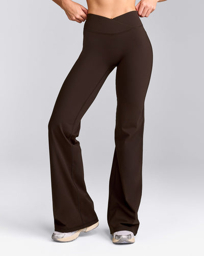 UnifiedMove™ Wrap Flared Trousers with Reflective Logo | 70% Cocoa