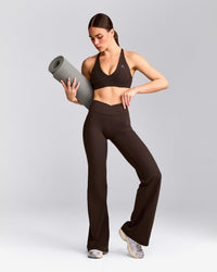 UnifiedMove™ Wrap Flared Trousers with Reflective Logo | 70% Cocoa