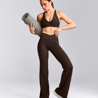 UnifiedMove™ Wrap Flared Trousers with Reflective Logo | 70% Cocoa