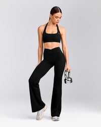 UnifiedMove™ Wrap Flared Trousers with Reflective Logo | Black