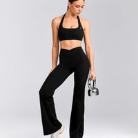 UnifiedMove™ Wrap Flared Trousers with Reflective Logo | Black