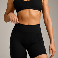 UnifiedMove™ High Waisted Pocket Shorts 6" with Reflective Logo | Black