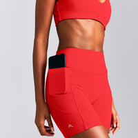 UnifiedMove™ High Waisted Pocket Shorts with Bonding New Branding | Muscle Mommy Red