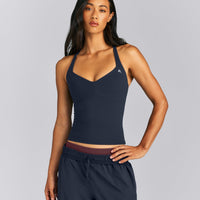 UnifiedMove™ T Back Mid Tank with Built in Bra Shelf | True Blue