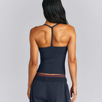 UnifiedMove™ T Back Mid Tank with Built in Bra Shelf | True Blue