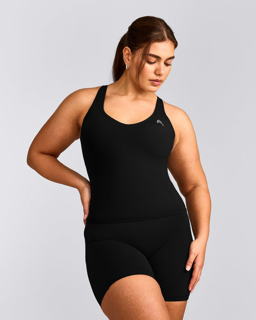 UnifiedMove™ V Neck Cross Back Tank Top | Black