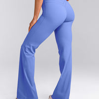 UnifiedMove™ Wrap Flared Trousers with Reflective Logo | Glaucous Blue