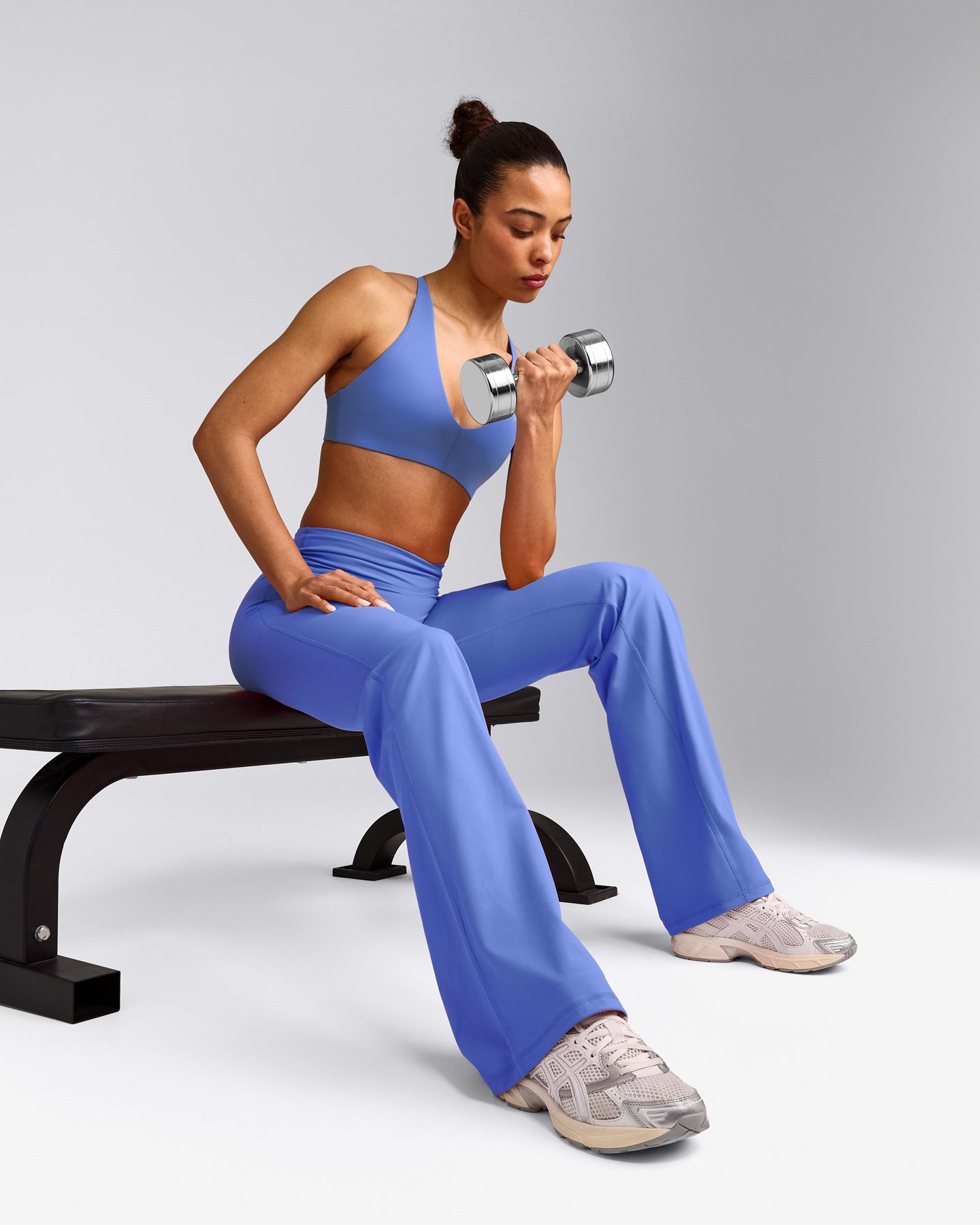 UnifiedMove™ Wrap Flared Trousers with Reflective Logo | Glaucous Blue