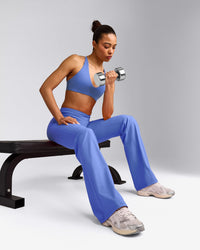 UnifiedMove™ Wrap Flared Trousers with Reflective Logo | Glaucous Blue