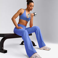UnifiedMove™ Wrap Flared Trousers with Reflective Logo | Glaucous Blue