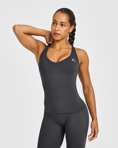 Oner Modal Unified V Neck Cross Back Vest White Logo | Coal