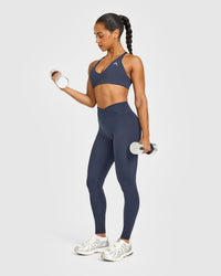 UnifiedMove™ Wrap Leggings White Logo | True Blue