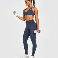 UnifiedMove™ Wrap Leggings White Logo | True Blue