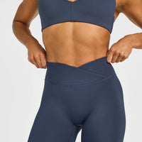 UnifiedMove™ Wrap Leggings White Logo | True Blue