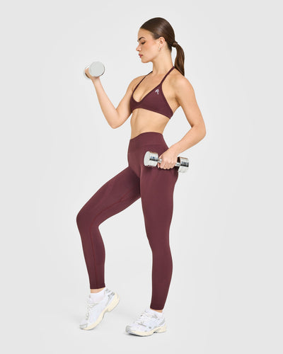 EnhanceLift™ Seamless Leggings with White Logo | Velvet Mocha