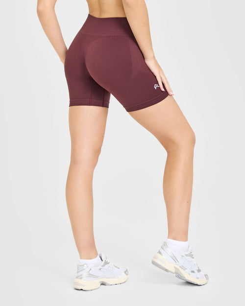 EnhanceLift™ Seamless Shorts with White Logo | Velvet Mocha