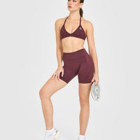 EnhanceLift™ Seamless Shorts with White Logo | Velvet Mocha