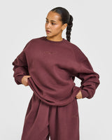 Foundations Oversized Crew Neck Sweatshirt with Oner Embroidery | Washed Velvet Mocha